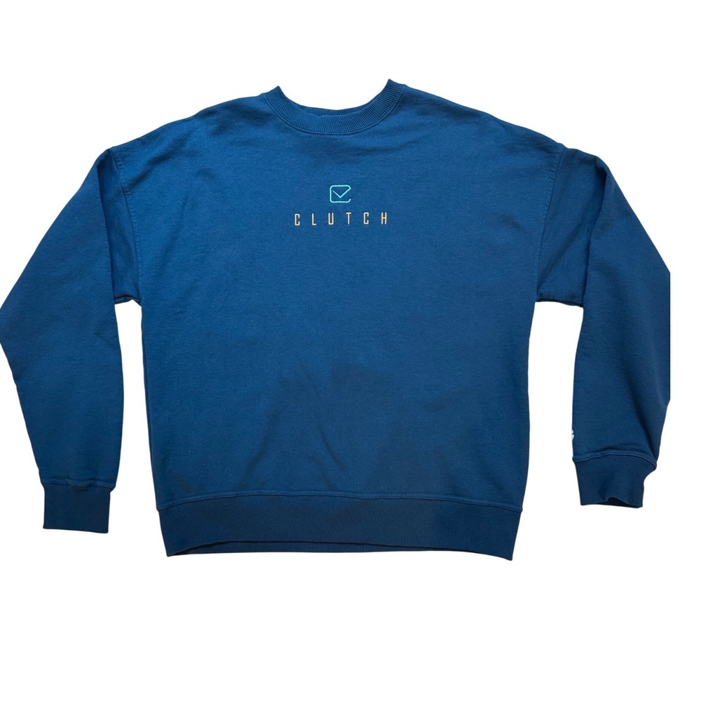 Champion Clutch Logo Sweatshirt Blue Crewneck Pullover Athletic Mens M